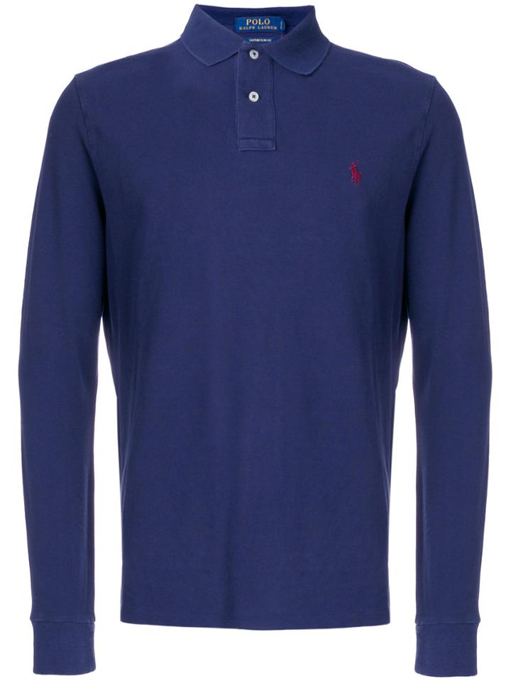 Polo Ralph Lauren Long-sleeved Logo Polo Shirt - Blue