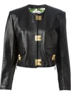 Moschino Vintage Key-lock Cropped Jacket, Women's, Size: 42, Black