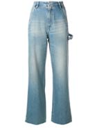 Mm6 Maison Margiela Stonewashed Belted Wide Leg Jeans - Blue