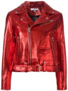 Iro Metallic Biker Jacket, Size: 36, Red, Lamb Skin/nylon/acetate