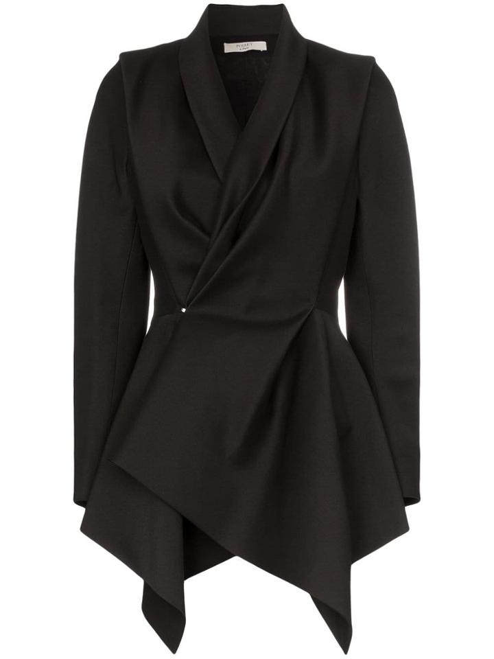 Poiret Asymmetric Wool And Silk Blend Jacket - Black