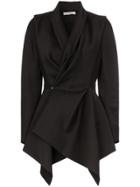 Poiret Asymmetric Wool And Silk Blend Jacket - Black
