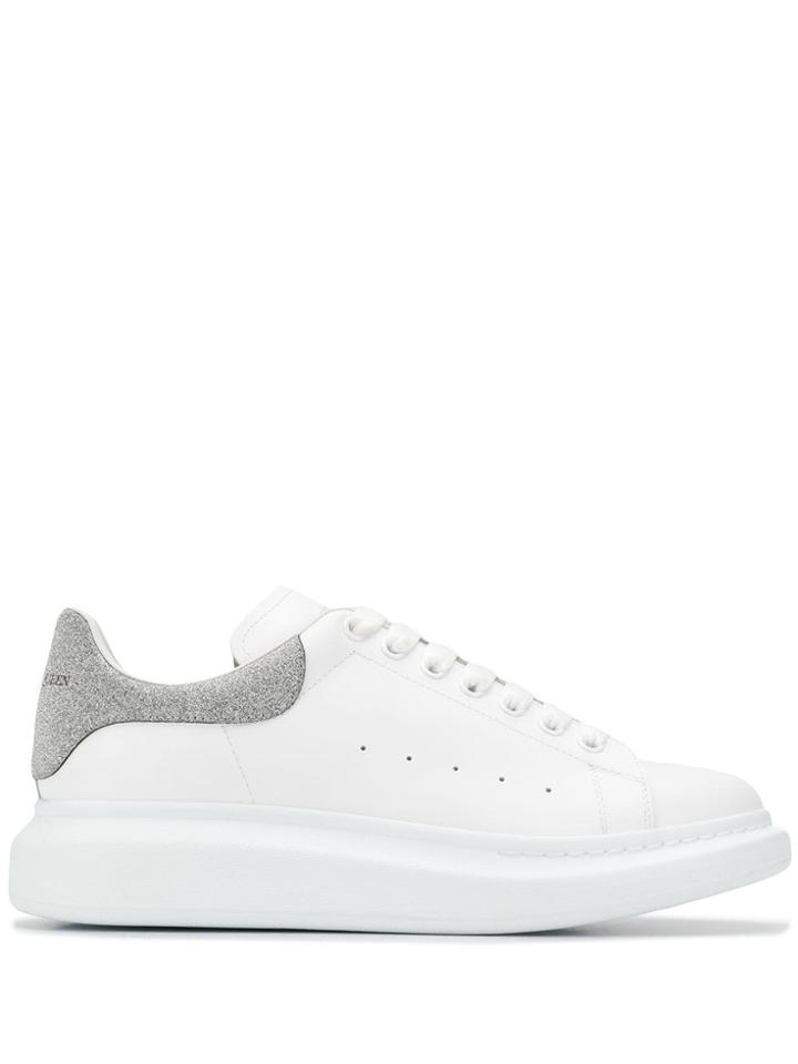 Alexander Mcqueen Oversized Glitter Heel Sneakers - White