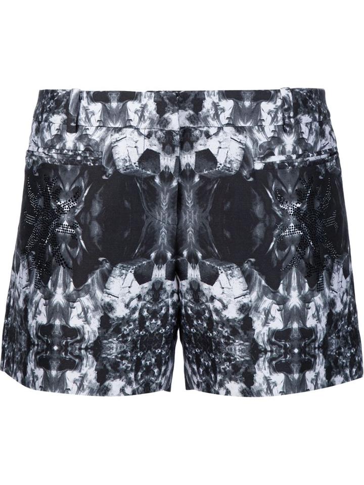 Thomas Wylde Abstract Print Shorts, Women's, Size: 4, Black, Silk/cotton