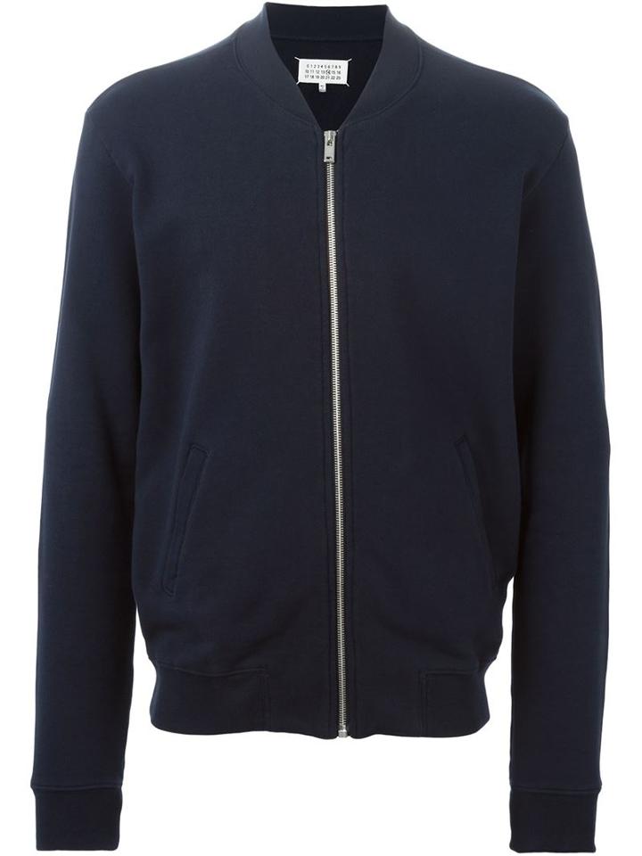 Maison Margiela Bomber Style Sweatshirt, Men's, Size: 48, Blue, Cotton