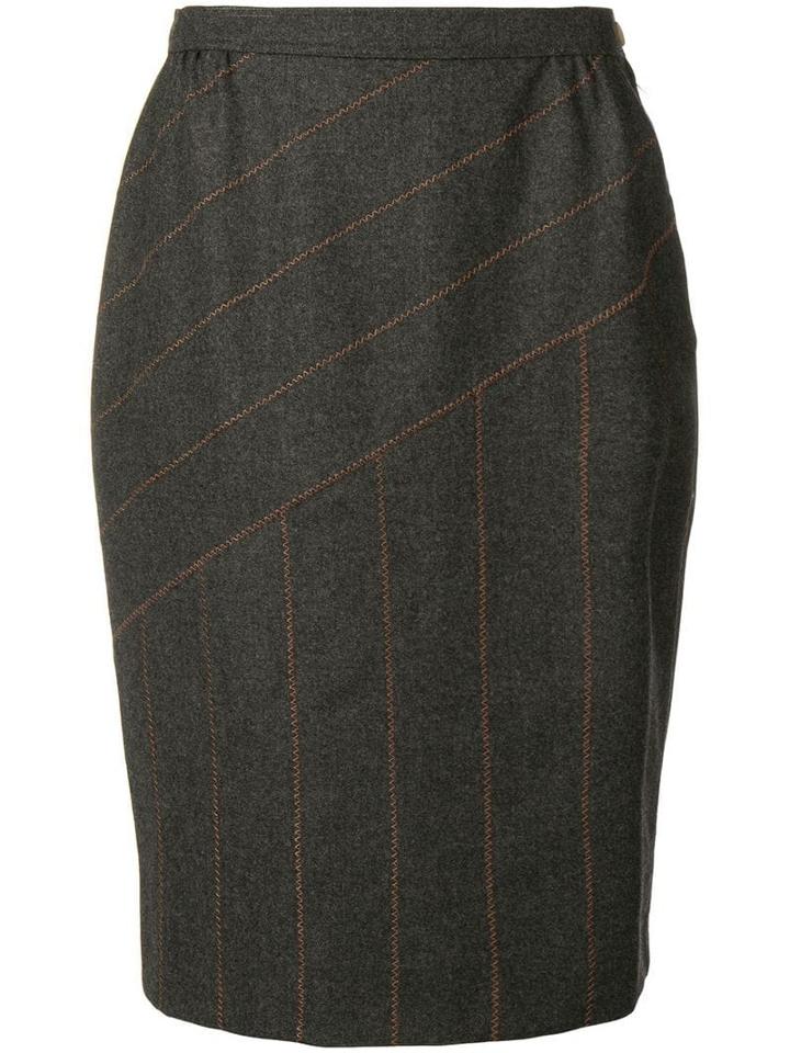 Fendi Pre-owned Panelled Stitch Pencil Skirt - Grey