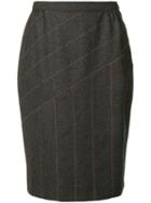 Fendi Pre-owned Panelled Stitch Pencil Skirt - Grey