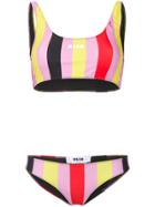 Msgm Striped Print Bikini - Pink