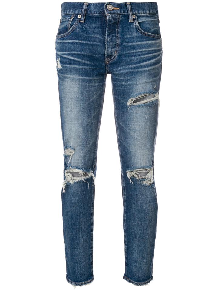 Moussy Distressed Skinny Jeans - Blue