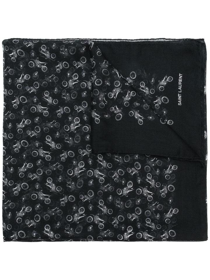 Saint Laurent Bike Print Scarf - Black