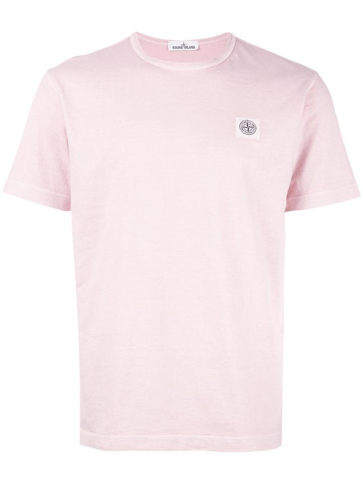 Stone Island Logo Patch T-shirt, Men's, Size: Small, Pink/purple, Cotton