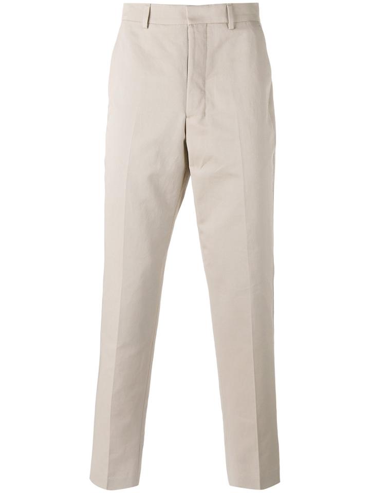 Ami Alexandre Mattiussi Cropped Trousers, Men's, Size: 40, Nude/neutrals, Cotton/linen/flax