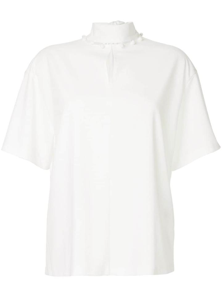 Le Ciel Bleu Cut-detail Short Sleeve Top - White