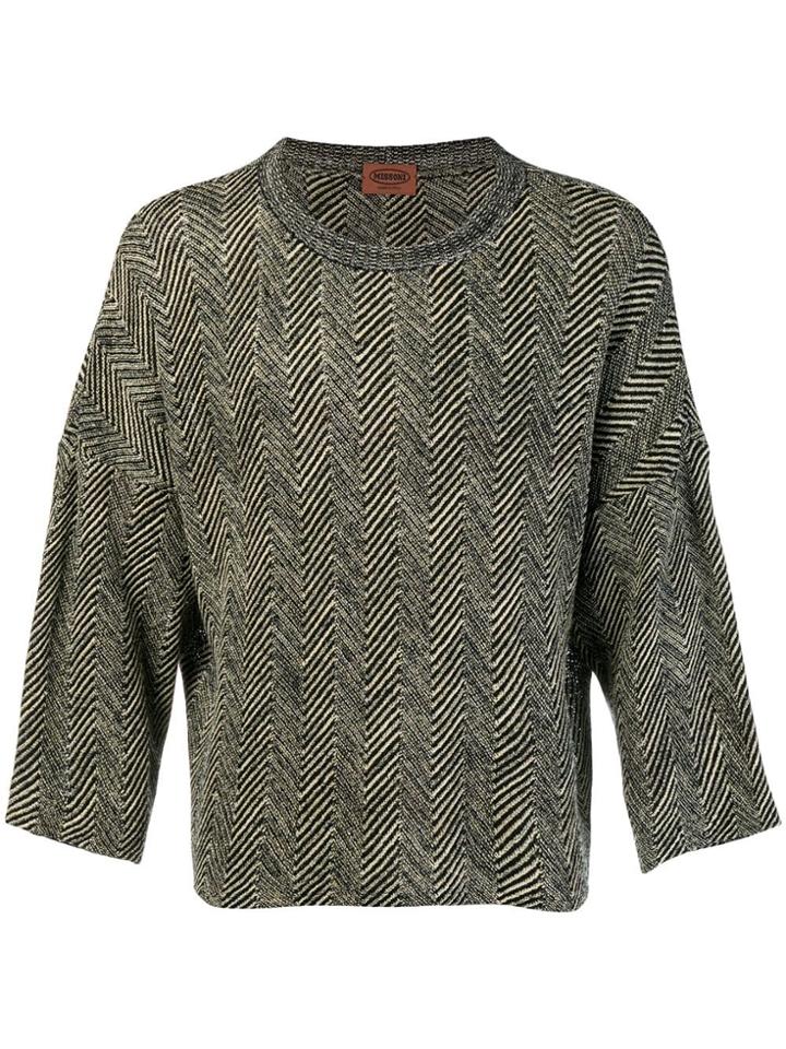 Missoni Vintage 2000's Blurry Herringbone Top - Black