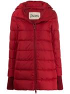 Herno Knitted Cuffs Hooded Jacket - Red