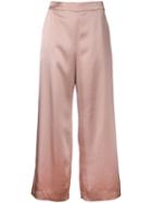 Cityshop - Cropped Wide Leg Trousers - Women - Polyester/triacetate - One Size, Pink/purple, Polyester/triacetate