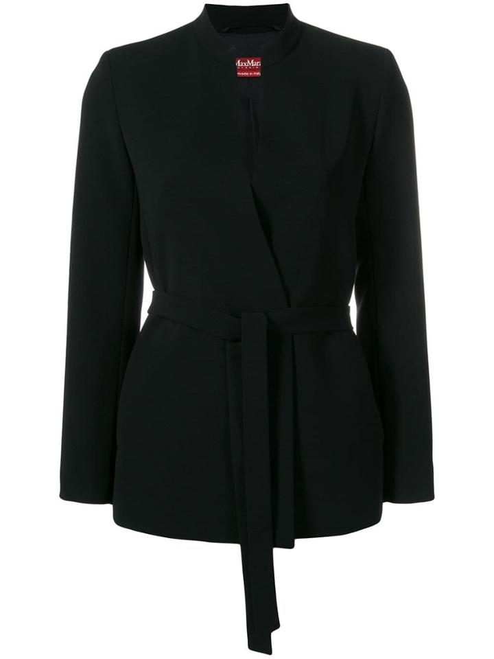 Max Mara Studio Waist-tied Fitted Blazer - Black
