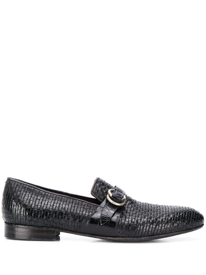Lidfort Woven Texture Loafers - Black