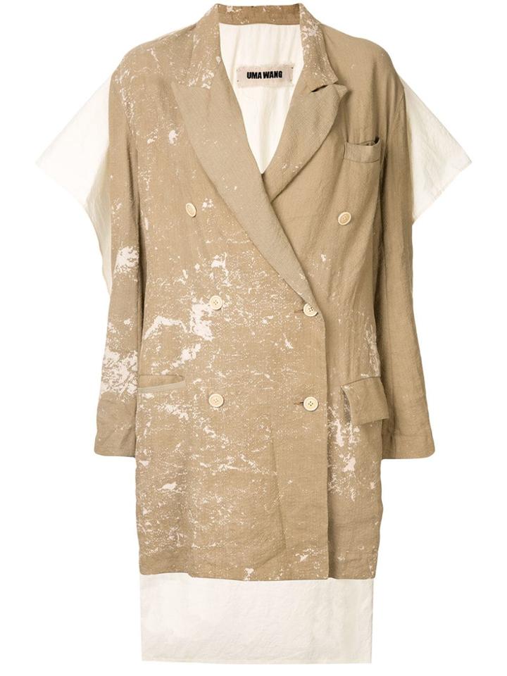 Uma Wang Distressed Caped Blazer - Brown