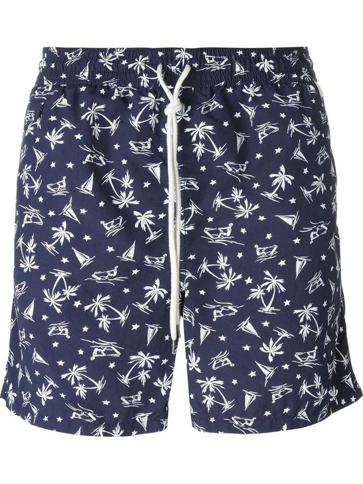 Polo Ralph Lauren Wakeboard Print Swim Shorts, Men's, Size: Small, Blue, Nylon/polyester