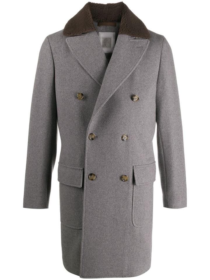 Eleventy Double Breasted Cashmere Coat - Grey