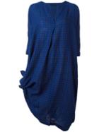 Daniela Gregis Checked V-neck Dress, Women's, Size: 2, Blue, Wool