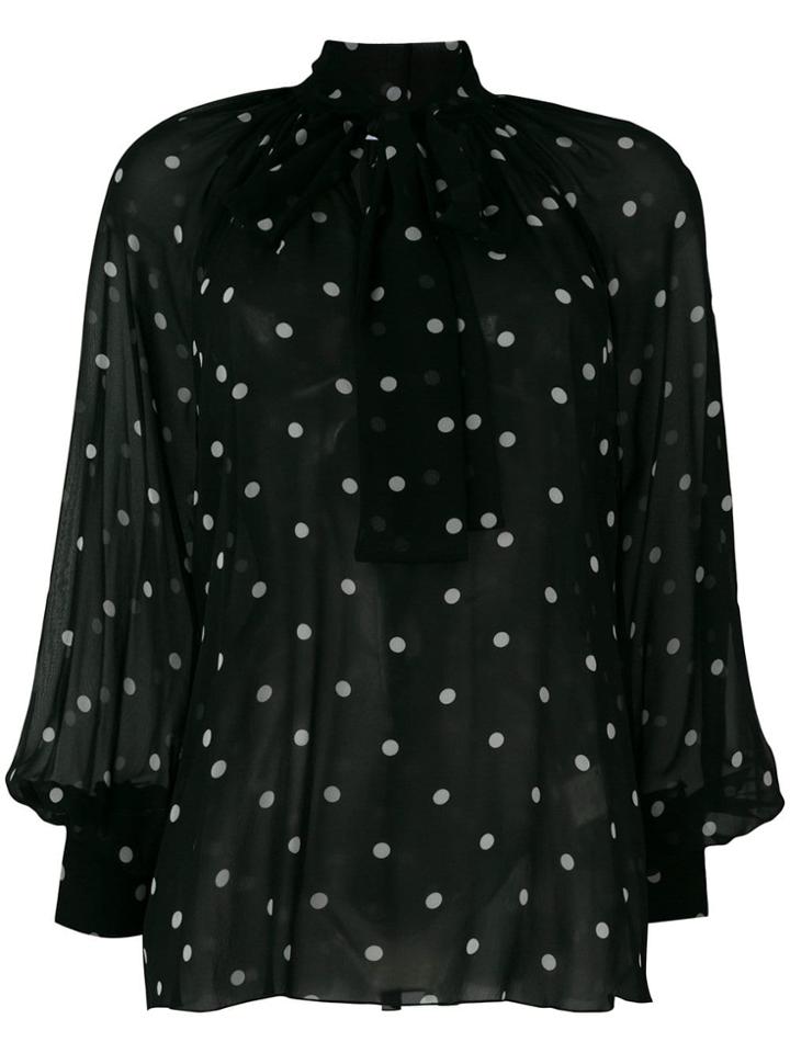 Msgm Polka Dot Pussy Bow Blouse - Black