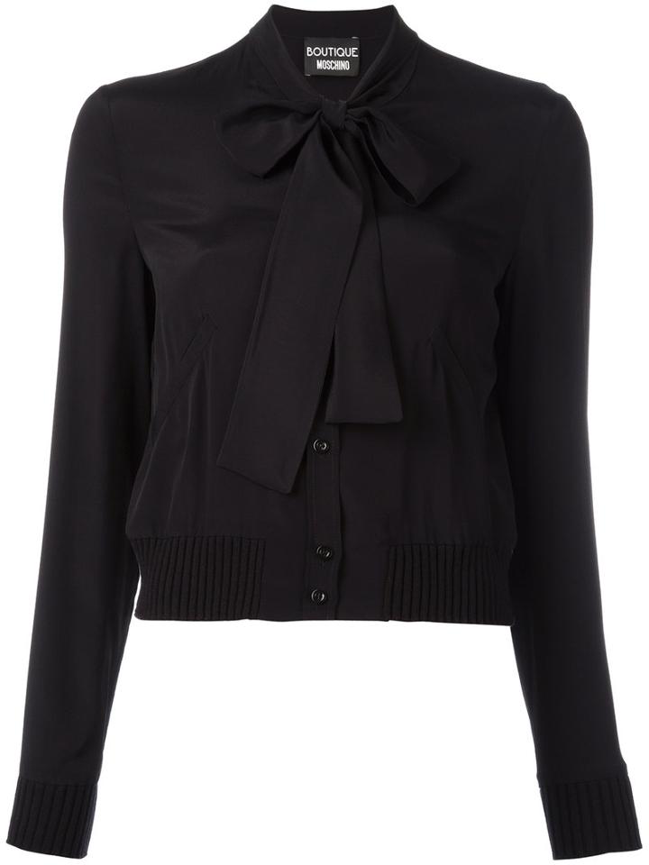 Boutique Moschino Pussy-bow Collar Shirt, Women's, Size: 46, Black, Silk/rayon