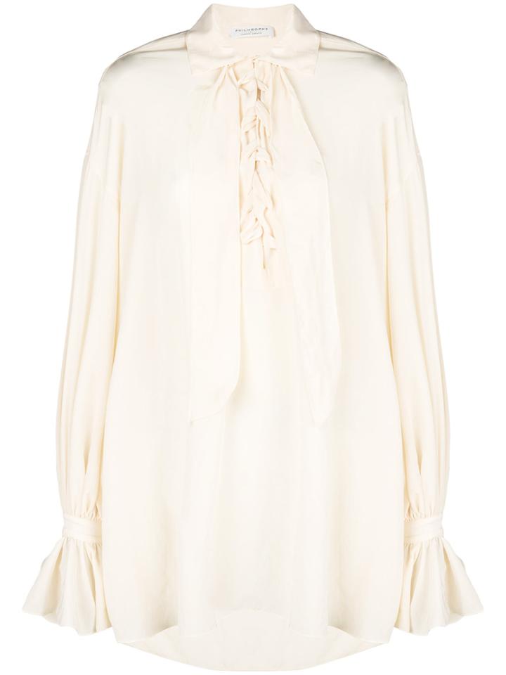 Philosophy Di Lorenzo Serafini Lace-up Detail Blouse - Nude & Neutrals
