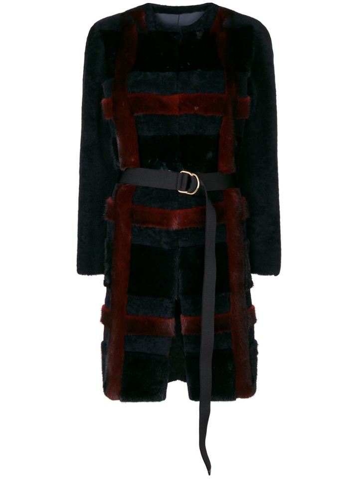 Blancha Belted Check Jacket - Blue