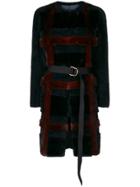 Blancha Belted Check Jacket - Blue