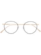 Calvin Klein Two-tone Round Frame Glasses - Gold