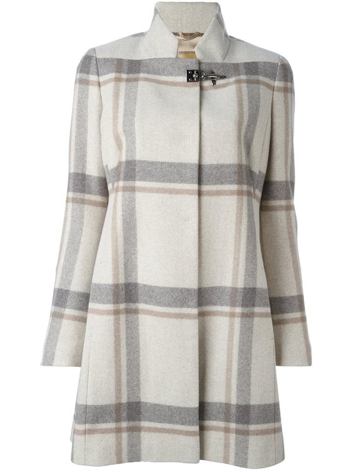 Fay Plaid Check Coat, Men's, Size: Large, Nude/neutrals, Polyamide/acetate/viscose/virgin Wool