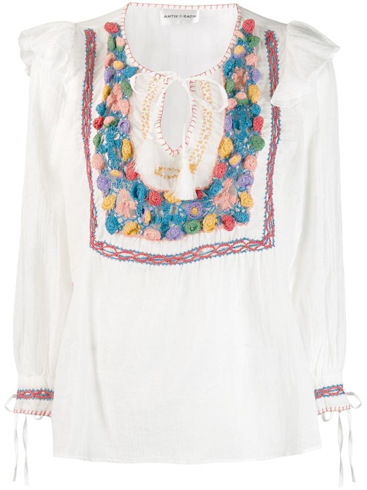 Antik Batik Crochet Panel Blouse - White