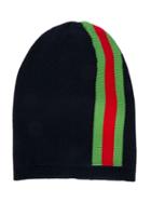 Gucci Kids Teen Striped Beanie Hat - Blue
