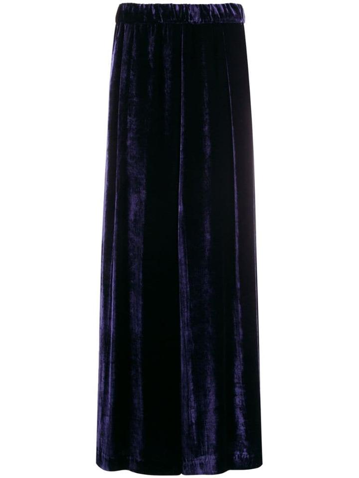 Semicouture Velvet Palazzo Pants - Blue