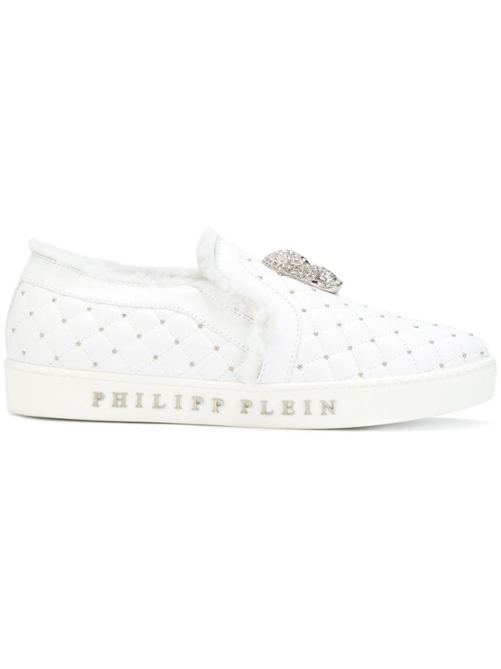 Philipp Plein Quilted Slip-on Sneakers - White