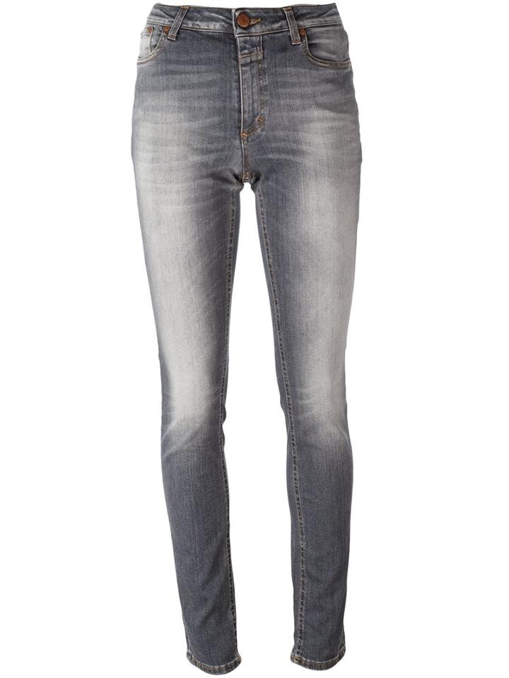 Closed High Waist Skinny Jeans, Women's, Size: 26, Grey, Cotton/elastodiene/spandex/elastane