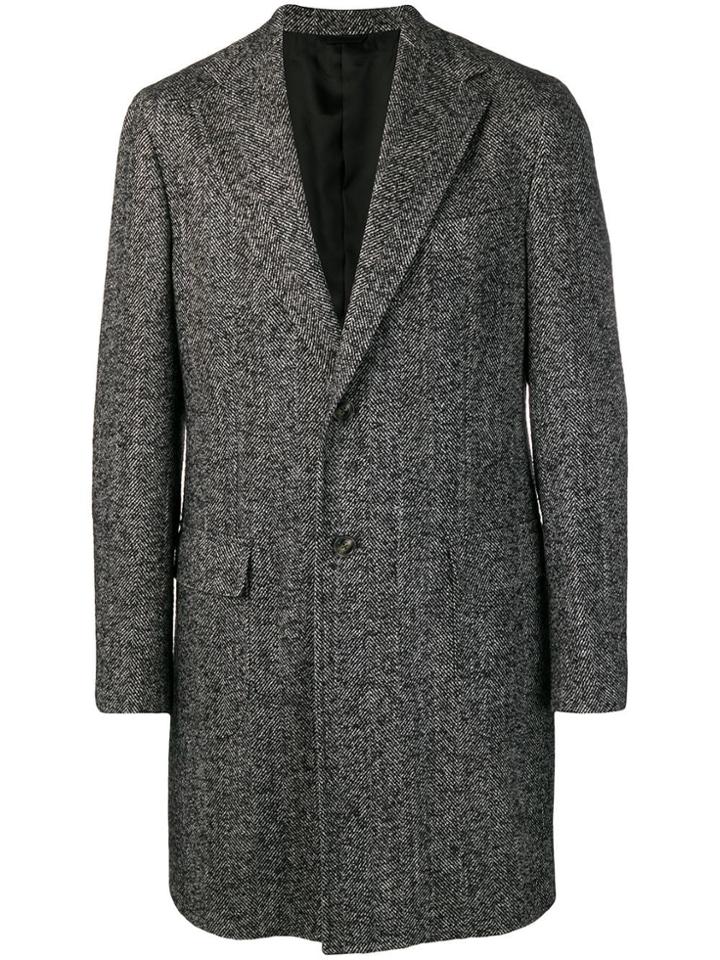 Barba Single Breasted Midi Coat - Black