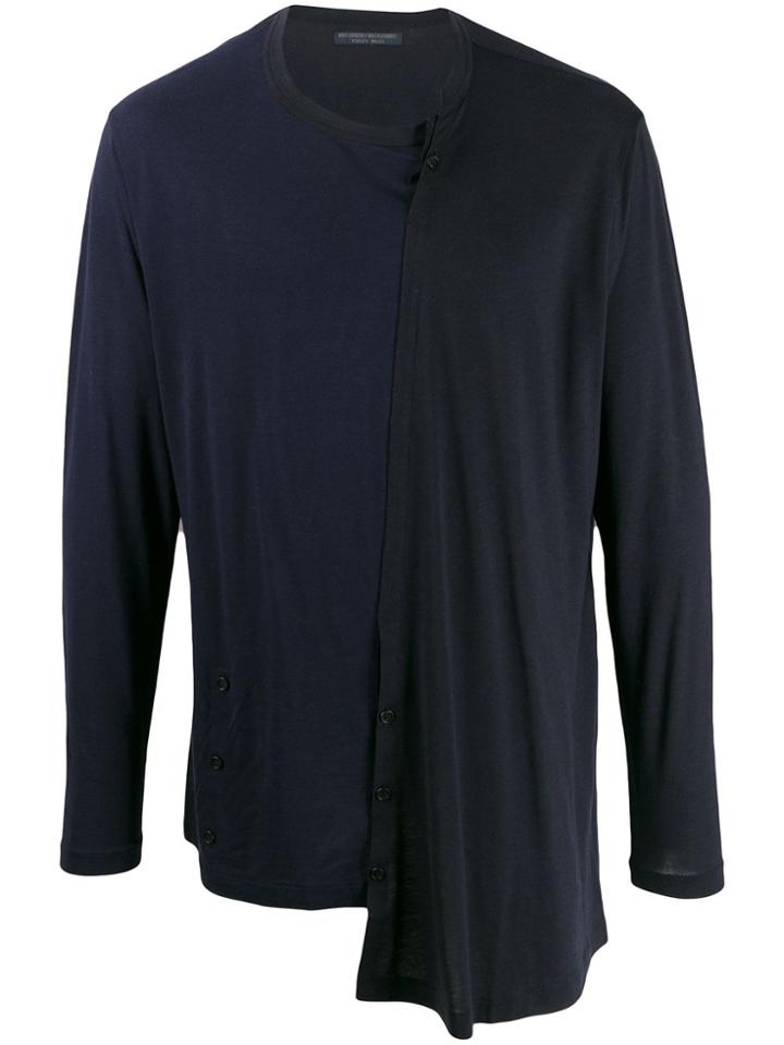 Yohji Yamamoto Asymmetric Long Sleeve Top - Blue