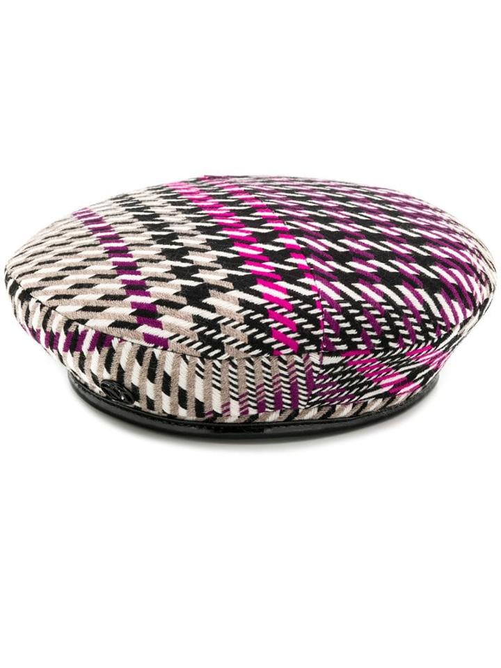 Maison Michel Checked Print Hat - Pink