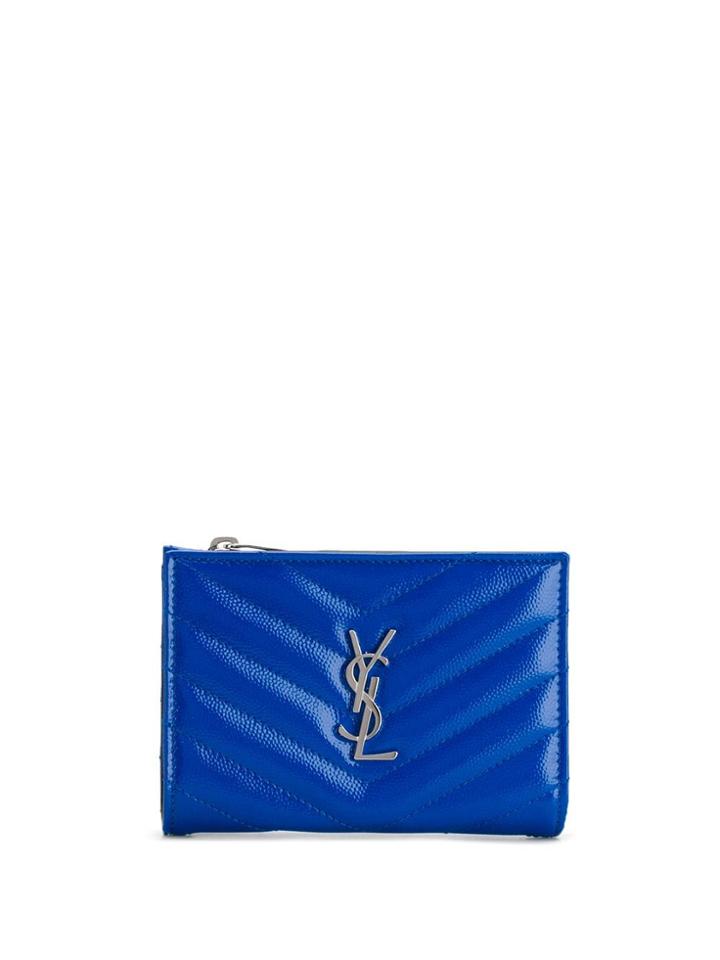 Saint Laurent Monogram Plaque Purse - Blue