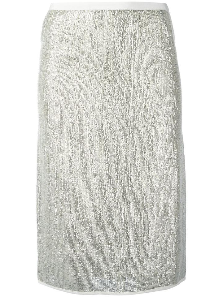 Vanessa Bruno - Metallic (grey) Knit Skirt - Women - Polyester/viscose - 36, Polyester/viscose