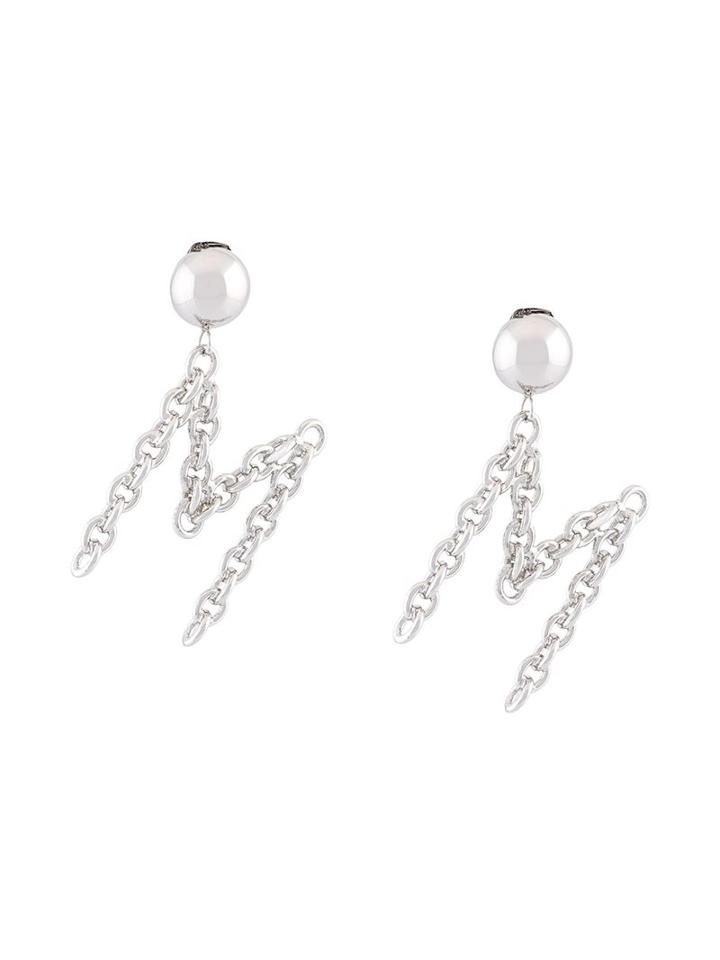 Moschino M Clip On Earrings, Women's, Metallic