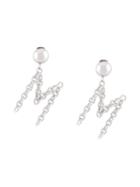 Moschino M Clip On Earrings, Women's, Metallic