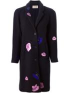 Christopher Kane Flower Sticker Evening Coat, Women's, Size: 12, Blue, Silk/spandex/elastane/wool