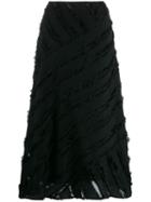 Dkny Fringed Trim Mid-length Skirt - Black