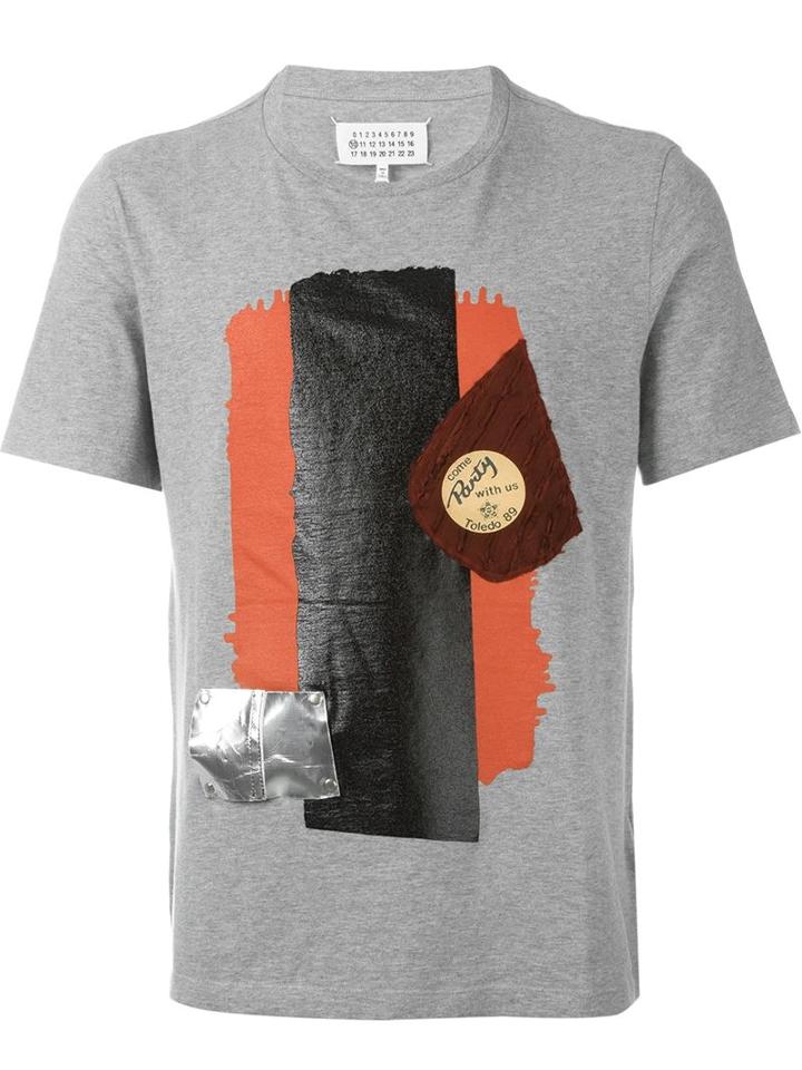 Maison Margiela Textured Print T-shirt, Men's, Size: 44, Grey, Cotton
