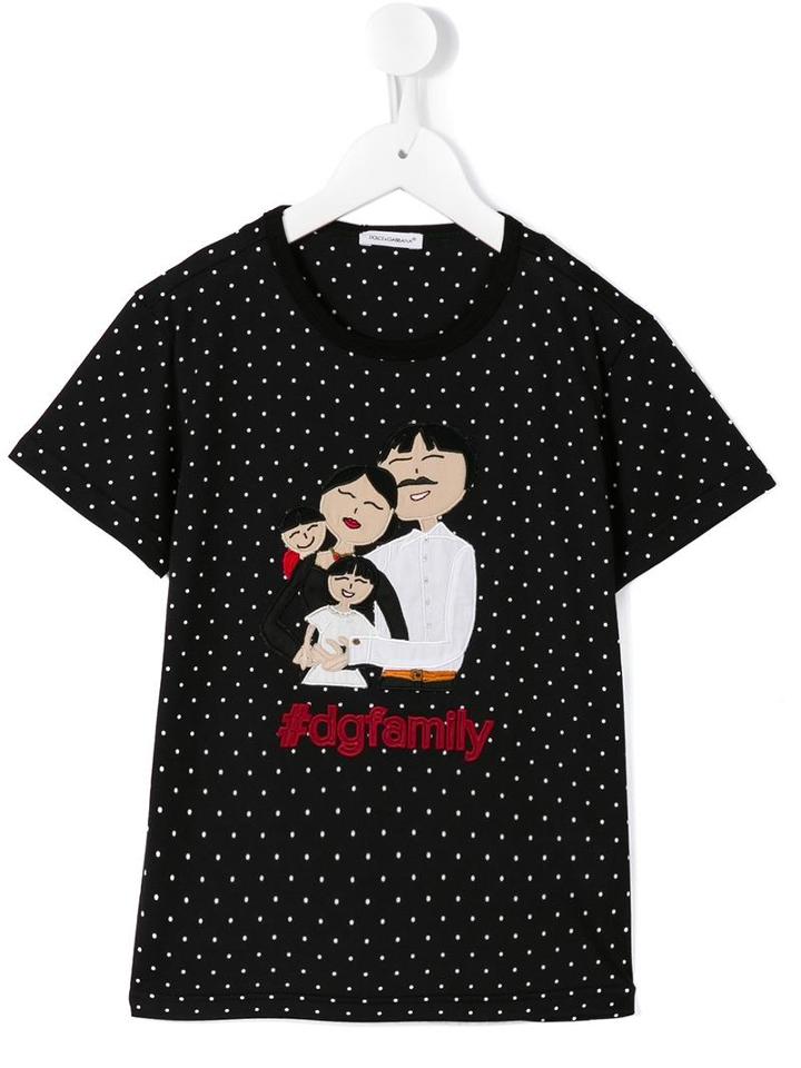 Dolce & Gabbana Kids Dg Family Patch T-shirt, Girl's, Size: 6 Yrs, Black