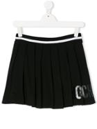 Moschino Kids Logo Print Pleated Skirt - Black